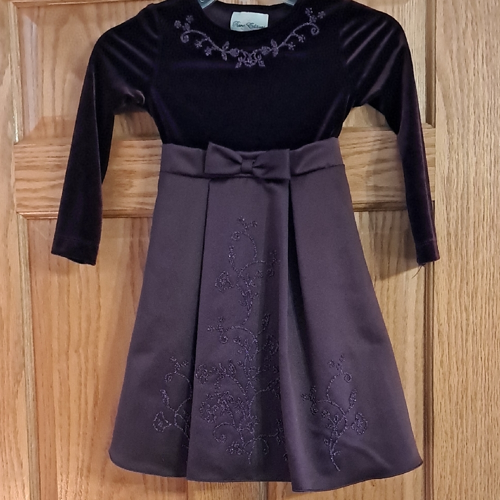 Rare Editions Velvet Purple Kids Dress